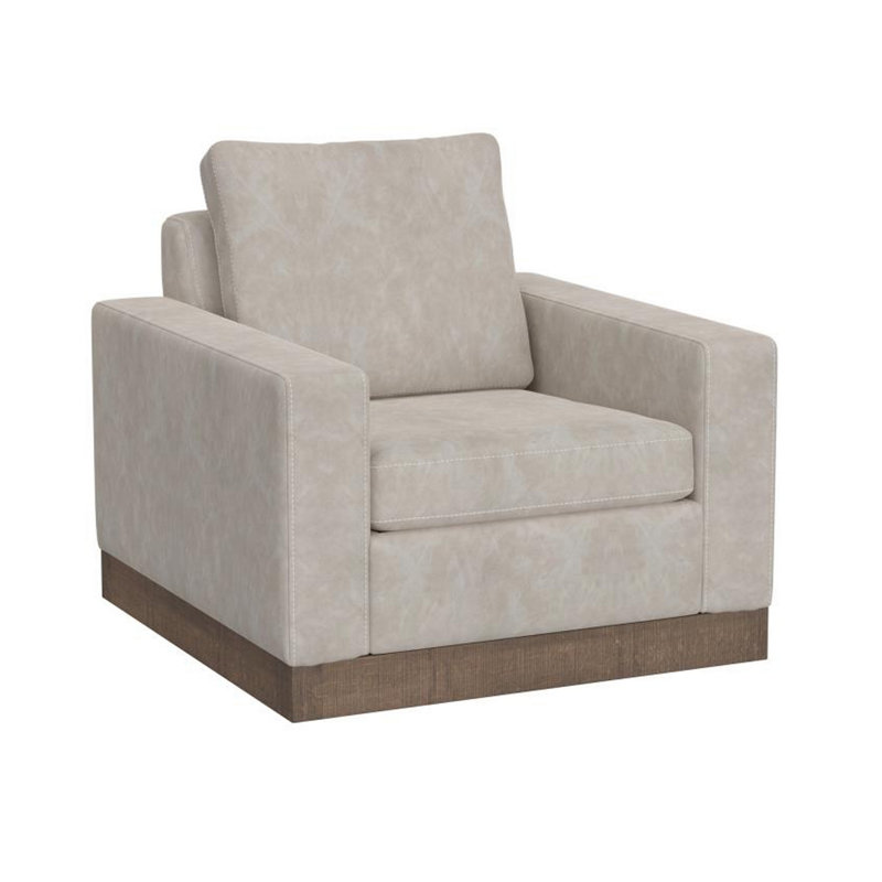 Fauteuil d'appoint Jeni, 1 coussin décoratif, moderne , Similicuir gris huître