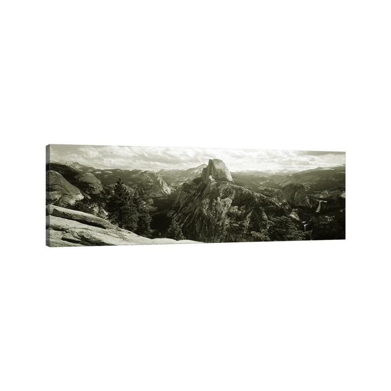Half Dome In B&W, Yosemite National Park, California, USA - Wrapped Canvas Panoramic Print