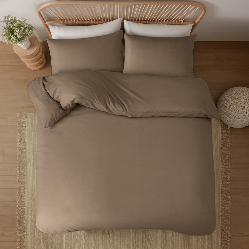 Aspire Homeware Hotel Quality 3 Piece Dyed Duvet Bedding Set with Pillowcases for Soft and Elegant Sleep, Beige