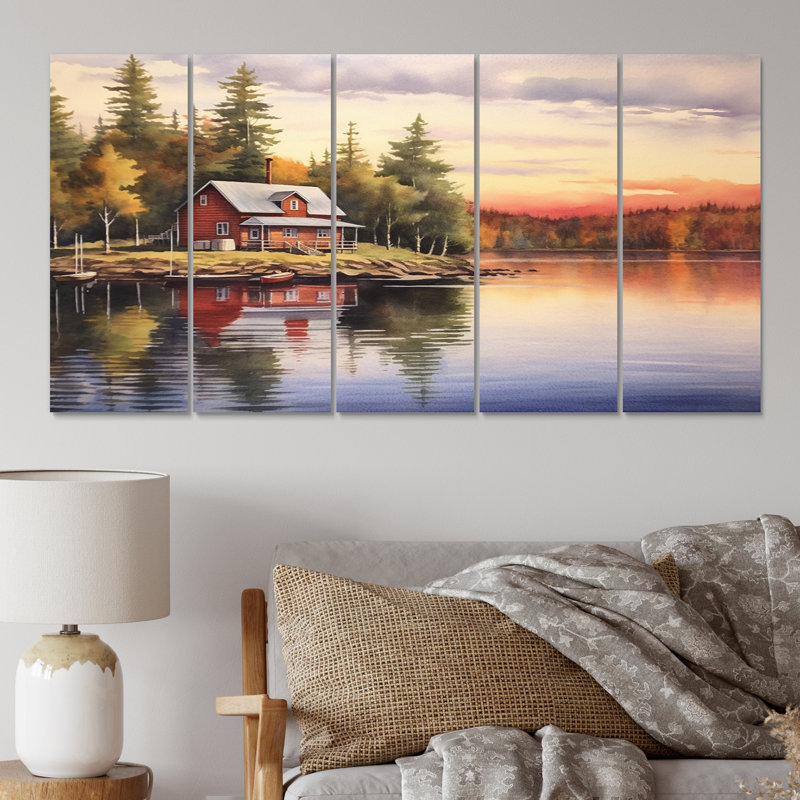 Cottage Hideaway - campagne Wall Art Living Room - 5 panneaux égaux