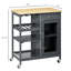 Îlot de cuisine roulant avec rangement, chariot de cuisine avec support à vin pour 4 bouteilles, chariot de bar avec porte-verres à pied, tablettes, tiroir et armoire-673304666