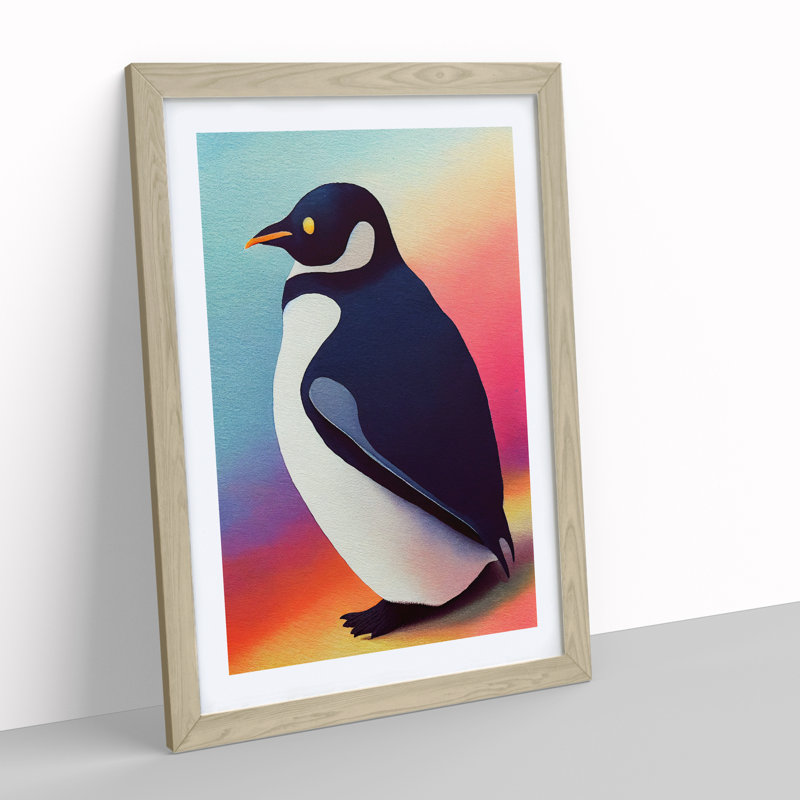 Penguin No.2 - Print, No Matte, 46cm H x 34cm W, Oak Picture Frame