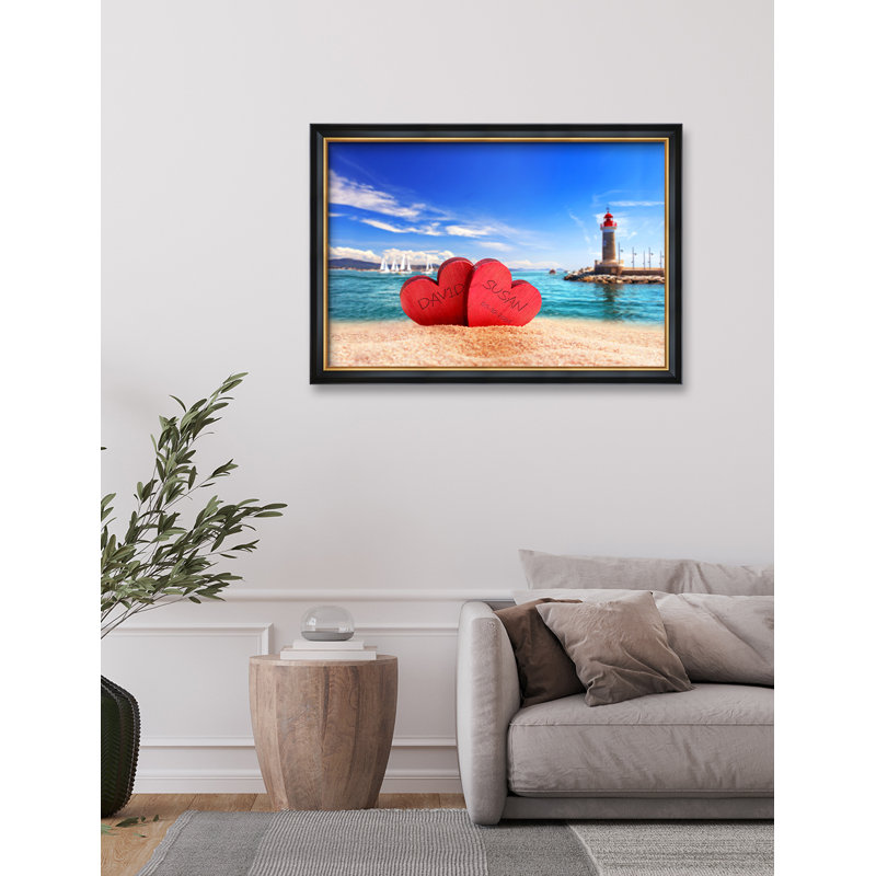 Beach Lovers, reproduction encadrée, H 20 po x l 30 po x P 1,5 po, Toile avec cadre noir (cadre en bois)