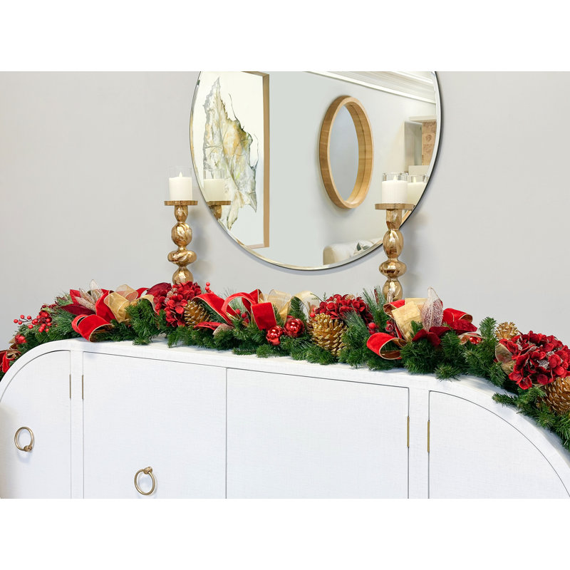 Red And Gold Magnolia Garland