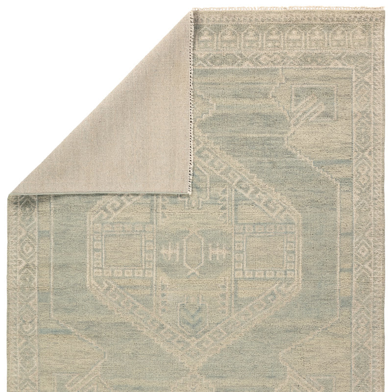 Jaipur Living Sarosh SEV08 Handknotted Medallion Green and Cream Area Rug (8'x10'), Rectangle 10' x 14'