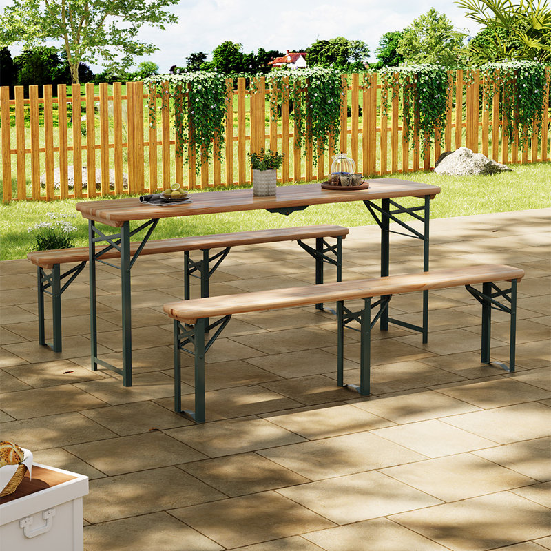 Rectangle 3 Piece Outdoor Folding Beer Table Set