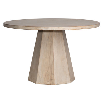 Jansen 48-Inch Round Reclaimed Pine Light Wash Pedestal Dining Table
