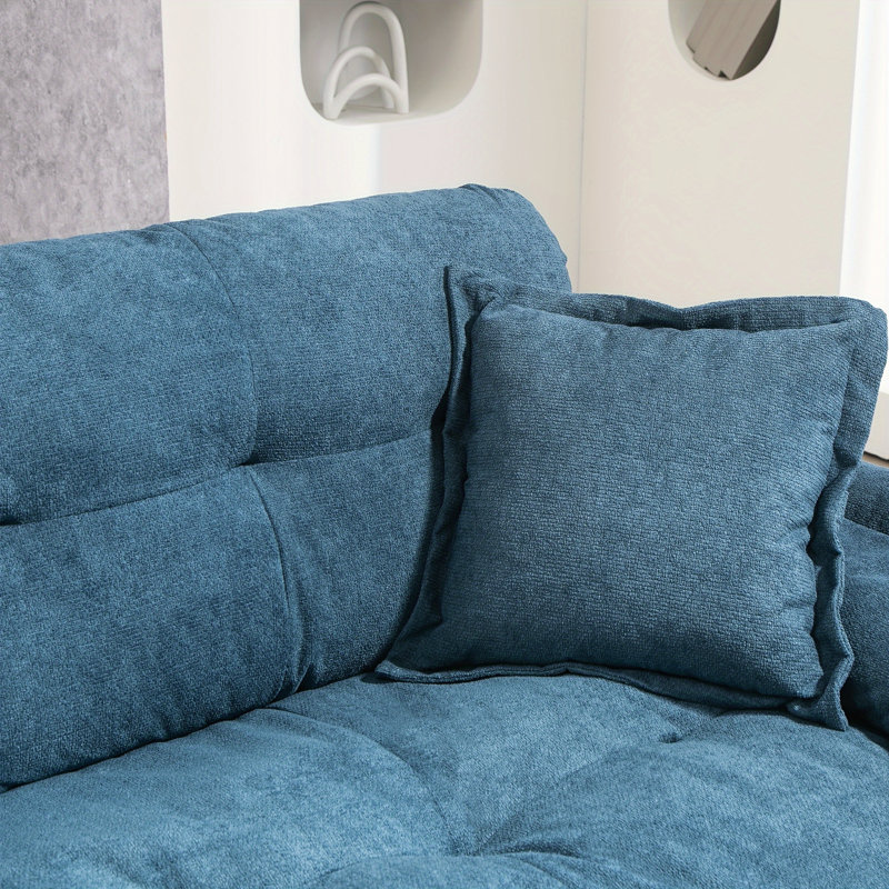 Canapé-lit à accoudoirs rembourrés en chenille de 84 po avec coussins en mousse à mémoire de forme et ressorts ensachés Geneveve