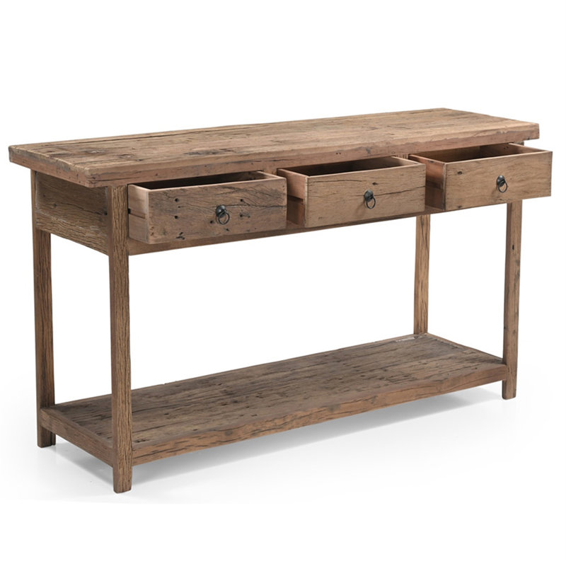Console avec tiroirs, bois