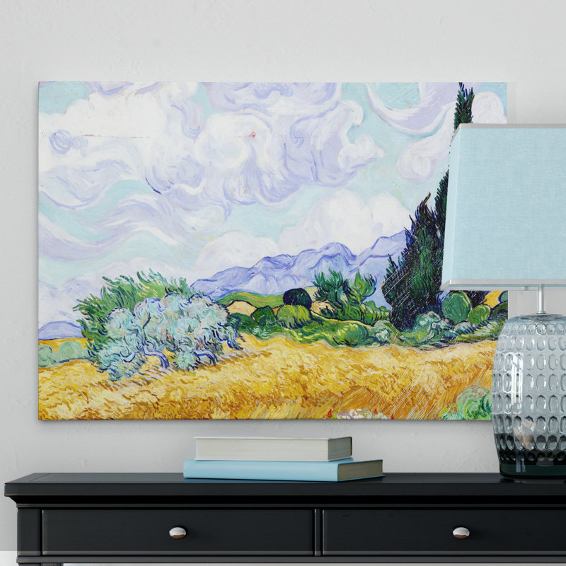 « Wheat Field with Cypresses » par Vincent Van Gogh, reproduction de peinture à l'huile sur toile tendue