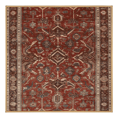 Machine Washable Persian Brown Area Rug