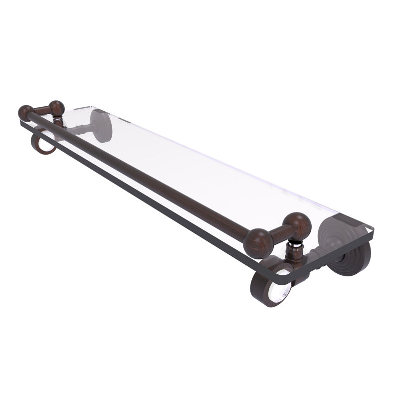 Jarrell Glass Bracket Shelf with Towel Bar, 3.5" H x 22" W x 5.5" D, Venetian Bronze