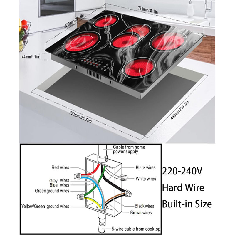 Surface de cuisson électrique 5 brûleurs Karinear 30 pouces 8400W