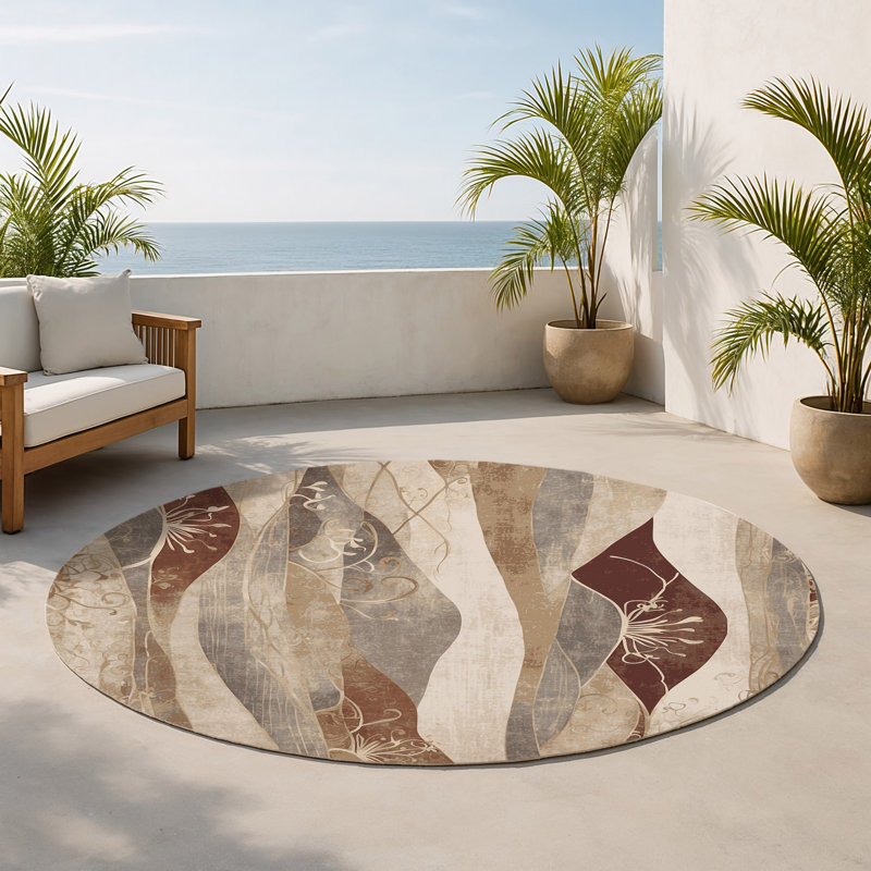 Tapis intérieur et extérieur Tranquil Blush, Rond 5 pi