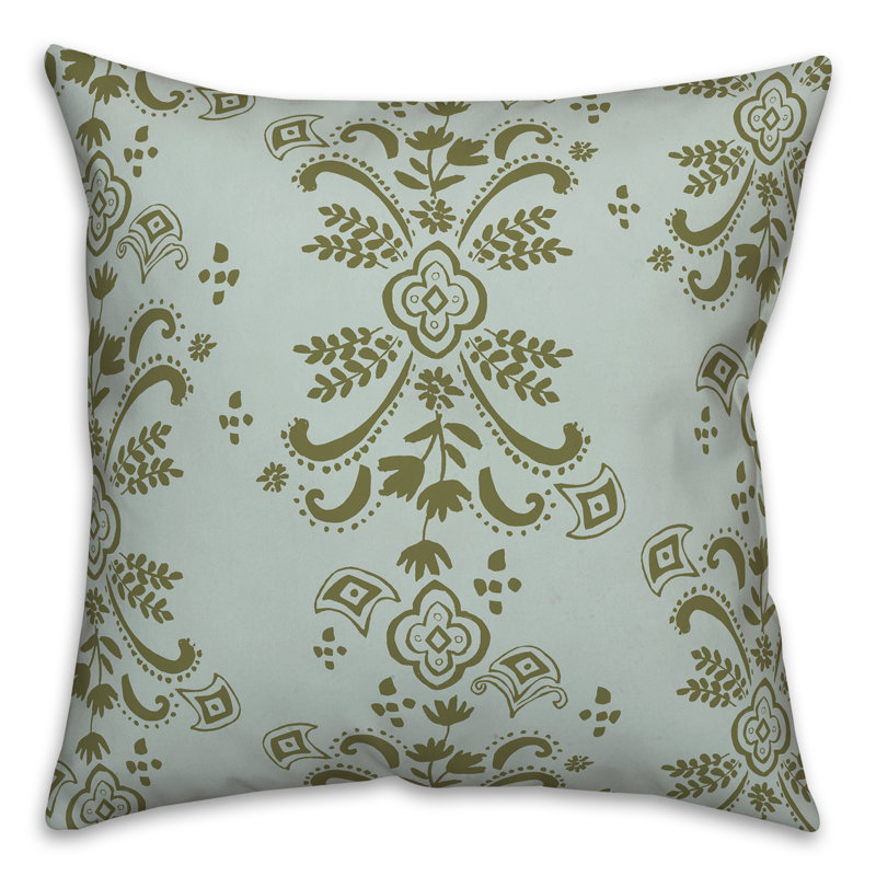 Coussin Floral, Bleu et vert