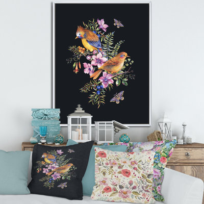 «Little Bird on Colorful Bouquet of Wildflowers II», impression sur toile