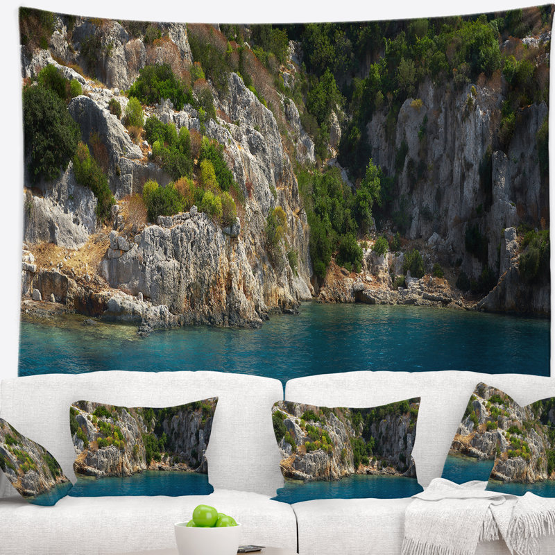 Paysage, belle Turquie, plage tropicale, tapisserie, H 32 po x l 39 po