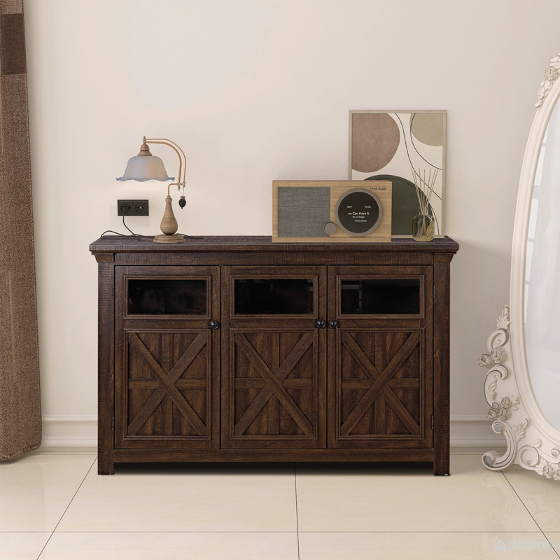 Meuble télé avec armoires de rangement Farmhouse, Bois espresso