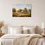 Art mural sur toile représentant un étal de marché dans un verger doré d'automne avec une grange-217951418