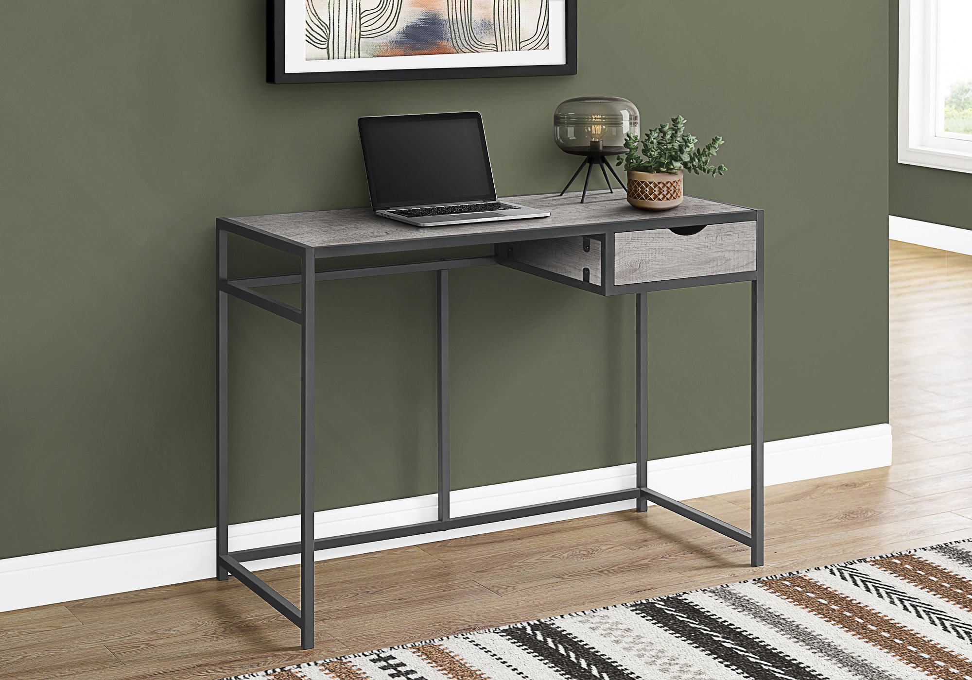 Latitude Run® Modern Computer Desk With Storage Drawer For Compact Home ...