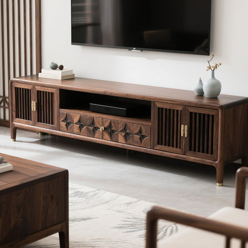 Meuble télé avec rangement en bois de noyer, H 20,5 po x L 78,7 po x l 18,1 po