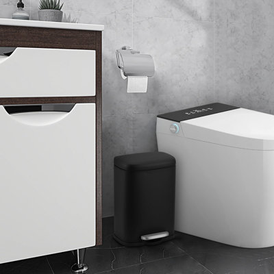 Steel Step Trash Can 12L/3.2 Gallon, Soft-Close Lid, Fingerprint Resistant, Removable Inner Bucke, Home,Kitchen,Bathroom