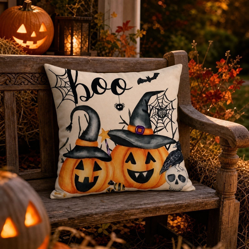Housse de coussin Halloween, A,B,C