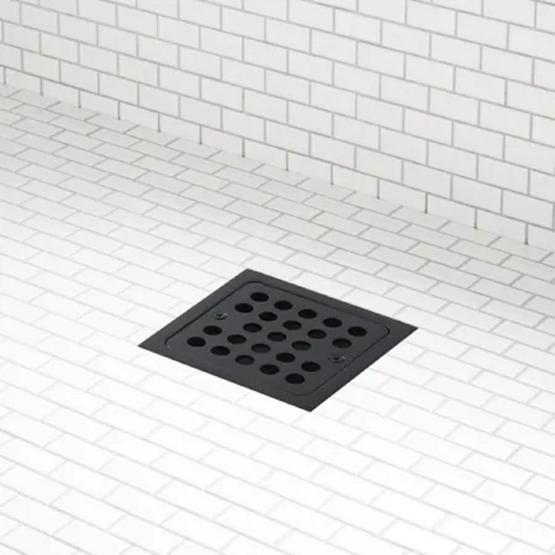 Signature Hardware Menlo Square Shower Drain, Matte Black, No