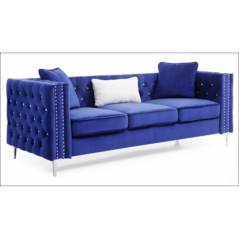 Glory Furniture Paige Sofa, Upholstered Sofa, Blue
