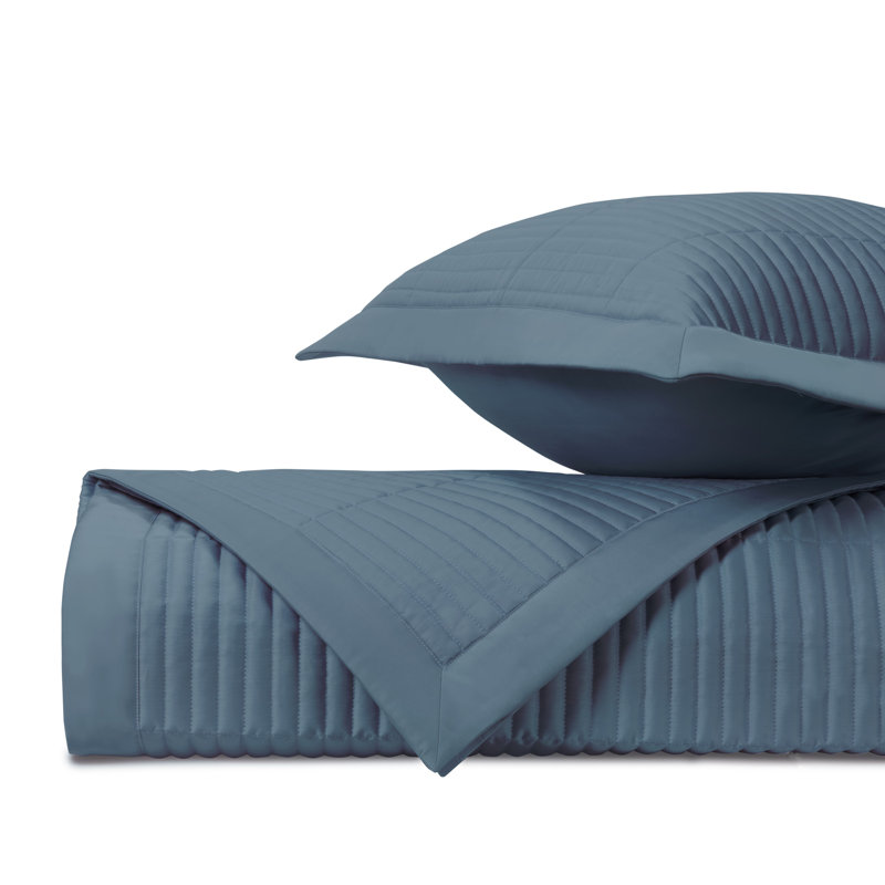 Channel Quilted Sateen Coverlet, Queen Coverlet / Bedspread, Slate Blue