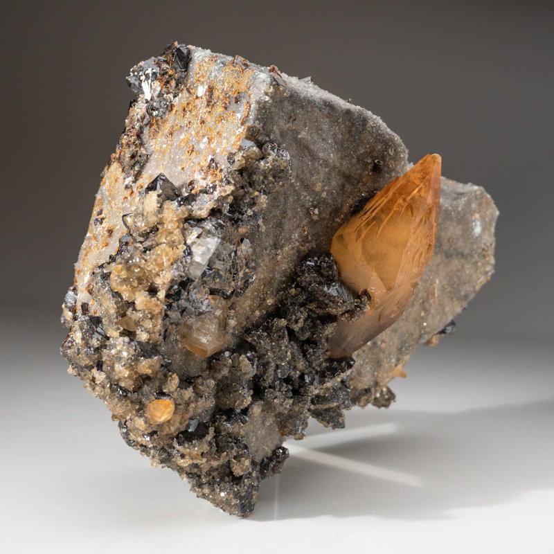 Golden Calcite On Sphalerite Matrix