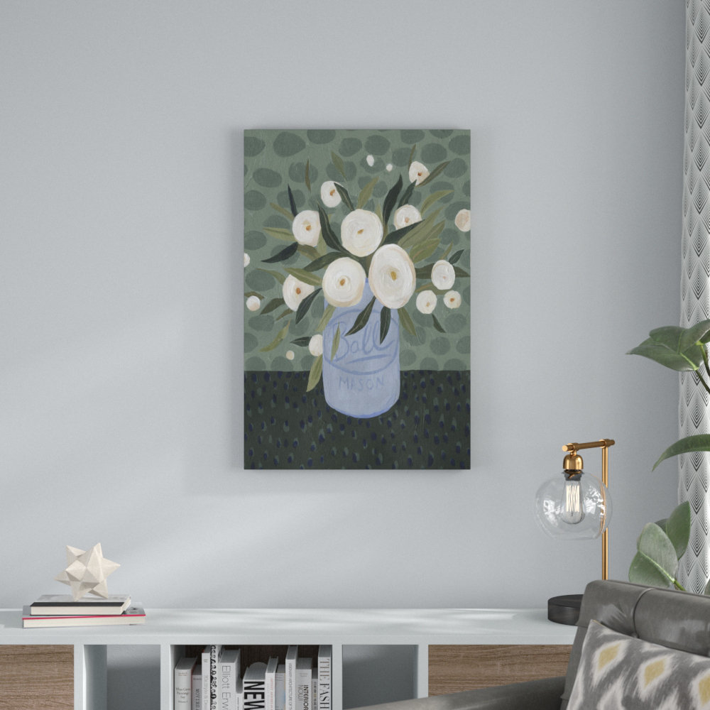 Mason Jar Bouquet III by Emma Scarvey - Wrapped Canvas Painting Print