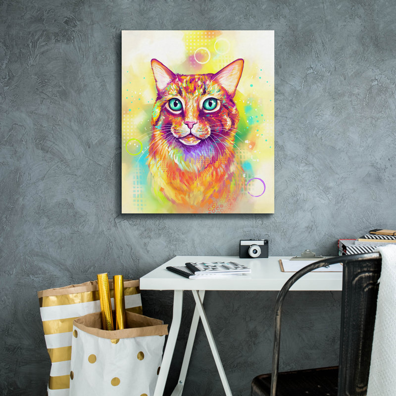 «Pop Art Tabby Cat» par Furbaby Affiliates, art mural sur toile, 40 po x 54 po, H 24 po x l 20 po x P 0,75 po