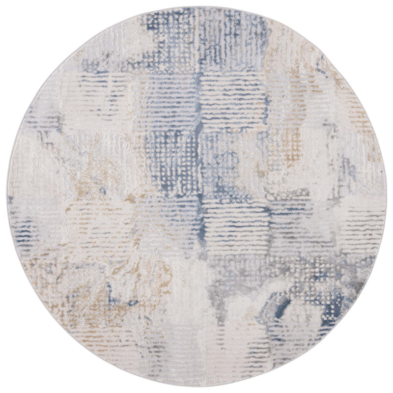 Tapis beige / bleu clair Palma 350, Rond 6 pi 7 po