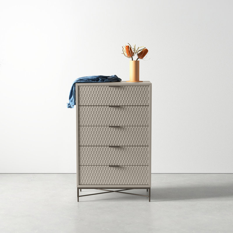 Capra 30" W 5-Drawer Wood Standard Dresser, Cement Gray