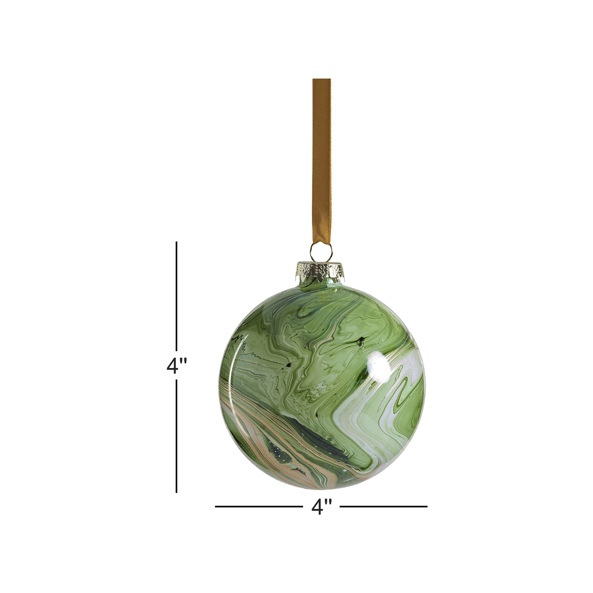 Luster Watercolor Effect Glass Ornaments- Set of 6, 4" H x 4" W x 4" D