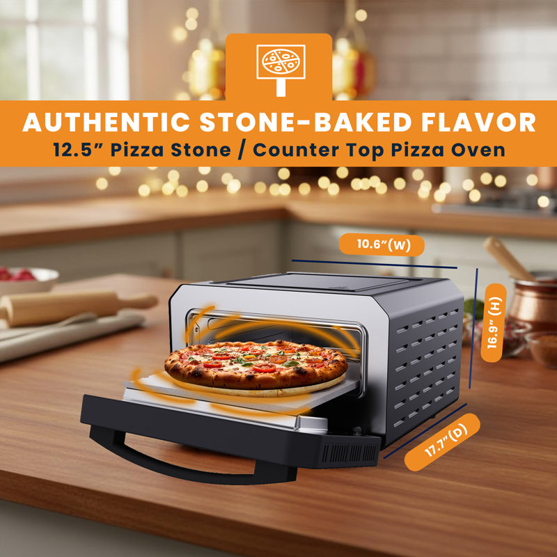 Equator 0.5 cu.ft. Indoor/Outdoor Pizza Oven with Authentic Stone Bake – Cooks 12-Inch Pizzas, 6 Preset Modes, Custom Settings & Accessories Set for True Pizzeria Flavor at Home