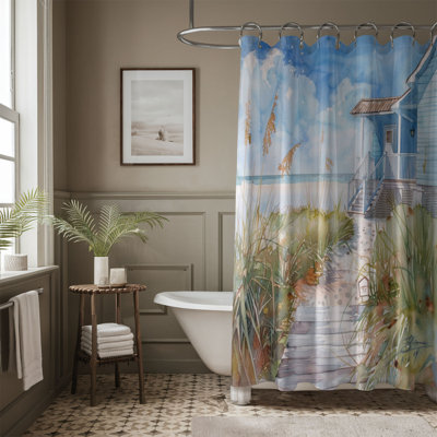 Rideau de douche standard 1 pièce Watercolor Ocean Views