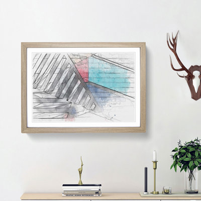 Painted Bricks in Abstract - Picture Frame Drawing Print