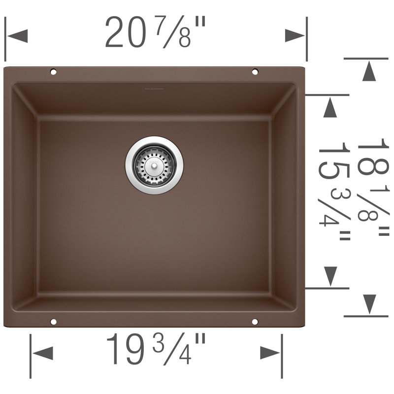 Évier de cuisine à simple cuve en granite avec crépine Precis L 21 po x l 18 po Precis, Café