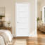 (Avec trou de serrure de porte) Porte standard en bois massif apprêté à 5 panneaux-116190894-117042823