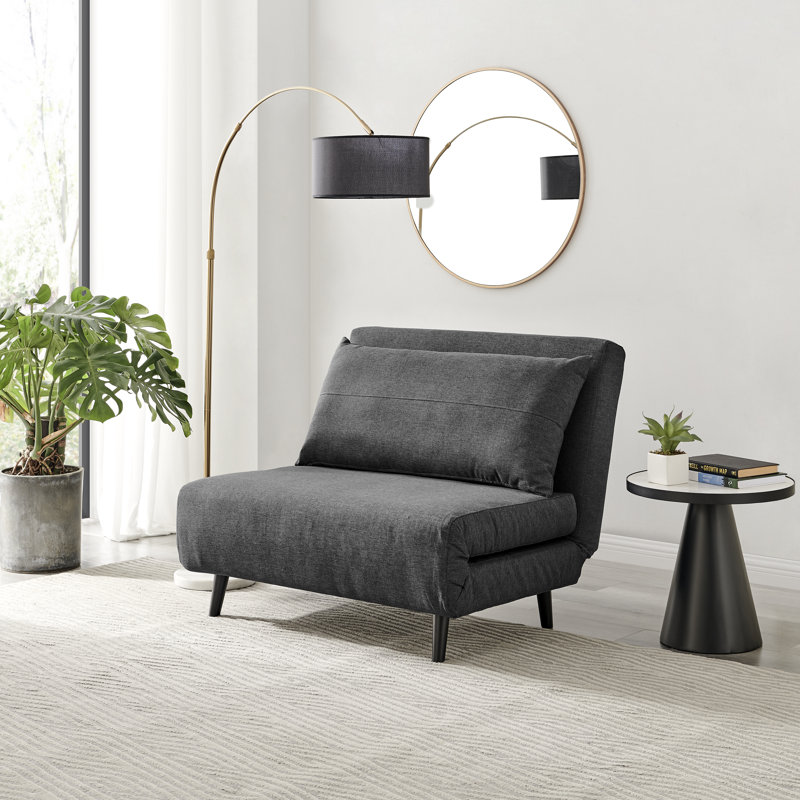 Berlyn Armchair and Single Futon - Luxury Modern Design, Dark Grey Fabric