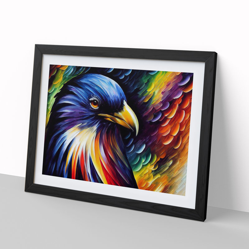 Raven Bird Vol.2 Abstract 1 Piece Single Picture Frame Painting, 34cm H x 46cm W x 2cm D, Black