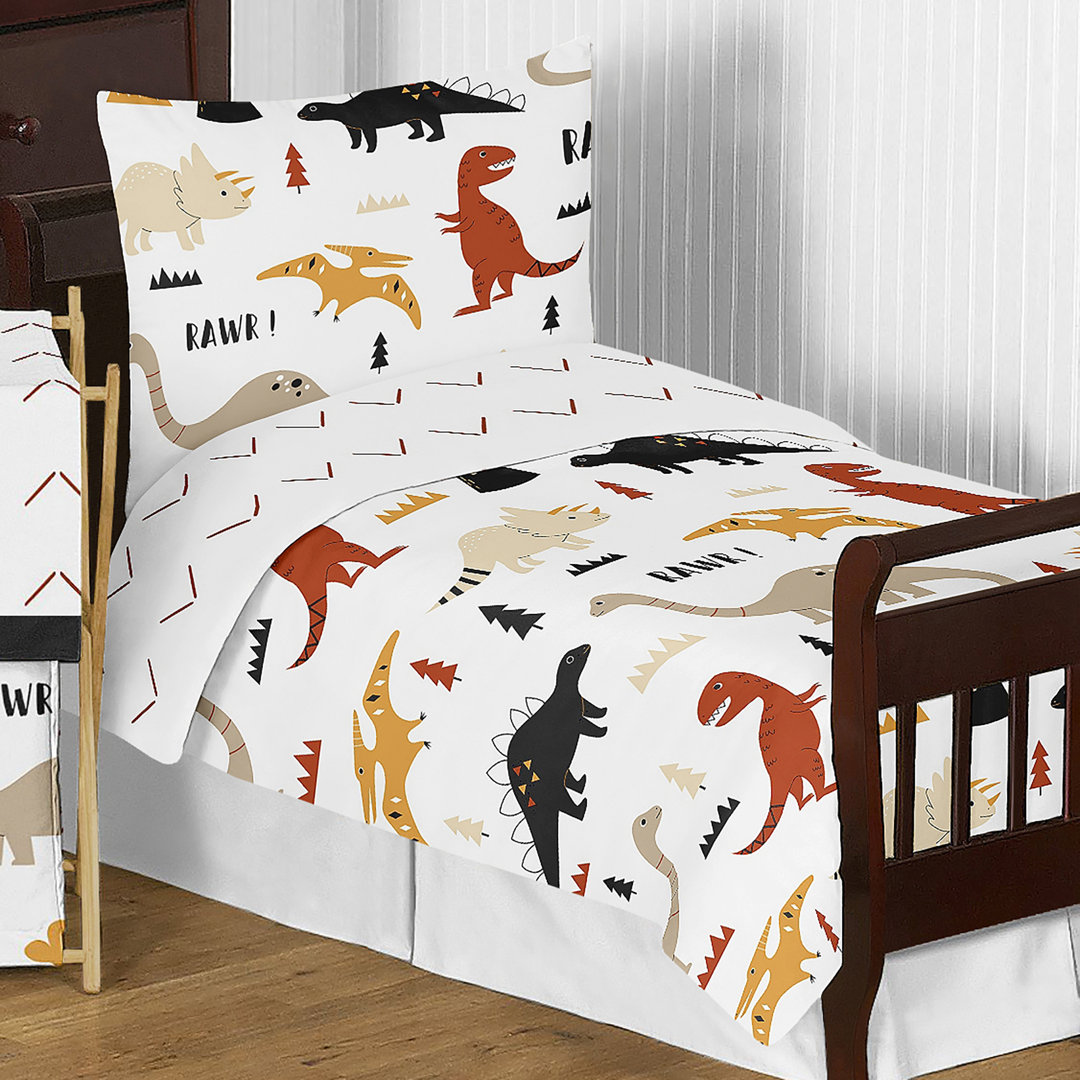 Mod Dinosaur Black And Orange 5 Piece Toddler Bedding Set By Sweet Jojo Designs (Set of 5) Sweet Jojo Designs