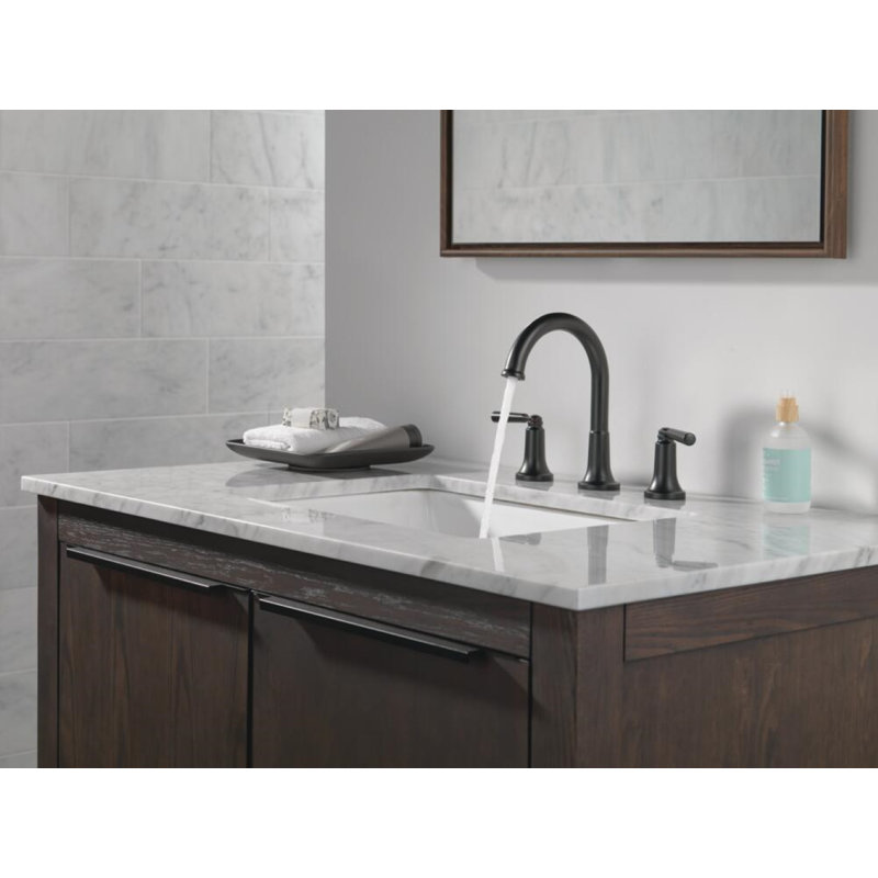 SAYLOR™ Widespread Bathroom Faucet 3 Hole, 2-handle Bathroom Sink Faucet with Drain Assembly, Matte Black