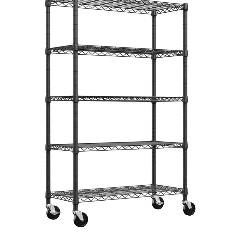 Étagère de rangement verticale en acier avec roulettes et tablettes réglables verticales d'une capacité de 1 750 lb, pour une utilisation à domicile