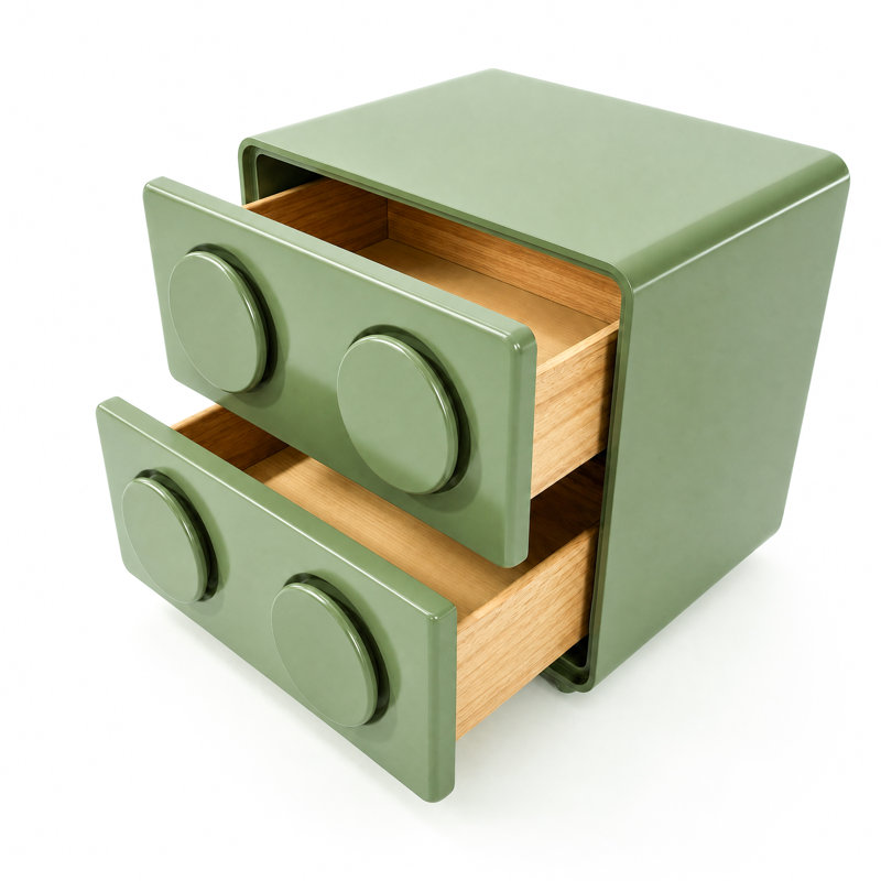 Ensemble de table de chevet moderne 19,7 po, 2 tables de chevet 2 tiroirs vertes pour la chambre à coucher ou le salon, structure épaissie, silhouette arrondie