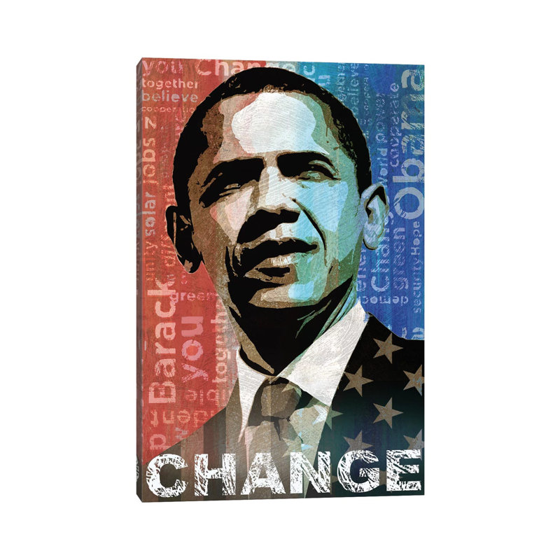 Obama: Change by Keith Mallett - Wrapped Canvas Print, 101.6 cm H x 66.04 cm W x 3.175 cm D