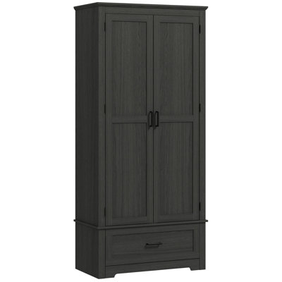 Kitchen Pantry Storage Cabinet, Farmhouse Freestanding Pantry Cabinet With 2 Doors, Tall Cabinet With Adjustable Shelves