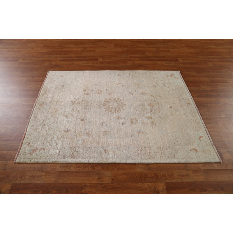 Tapis de style oriental végétal noué à la main 4 x 5 Art Deco